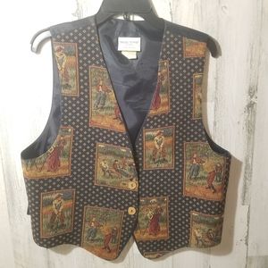 Vintage 90's Golf Themed Tapestry Vest
